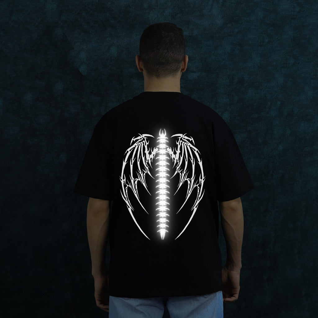 Tribal Spine Wing Tee I Black Adition Oversize T-Shirt